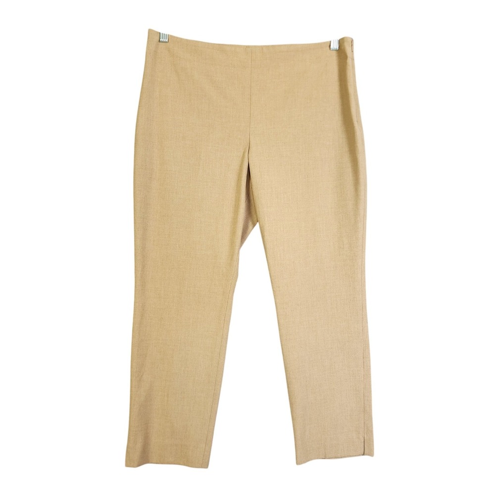 Talbots Womens Classic Side Zip Dress Pants Petite Size 16P Tan Straight Leg